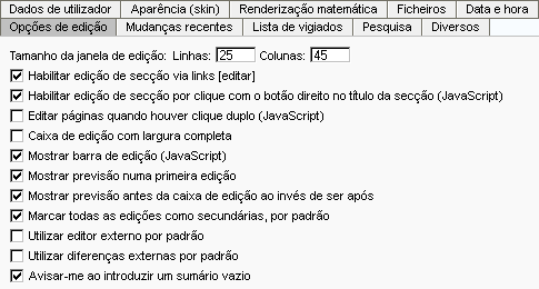 Menu Edição