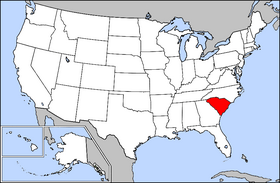 Mapa ning United States with South Carolina highlighted