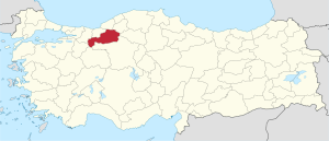 Location of Bolu Province in Turkey