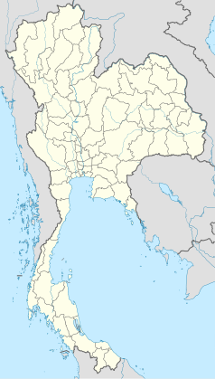 Mapa konturowa Tajlandii, u góry po lewej znajduje się punkt z opisem „Mae Sot”