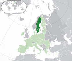  سوئد یئری نقشه اوستونده (dark green) – in اوروپا (green & dark grey) – in the اوروپا بیرلیگی (green)  –  [Legend]