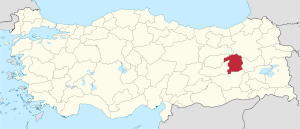 Location of Bingöl Province in Turkey