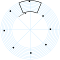 Image 25The Nipkow disk. This schematic shows the circular paths traced by the holes, which may also be square for greater precision. The area of the disk outlined in black shows the region scanned. (from History of television)