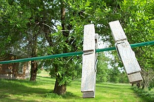 Clothes pins (or pegs) on a clothes line