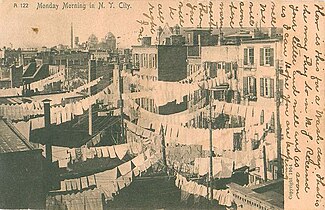 Clothes lines in New York City, from a 1904 postcard