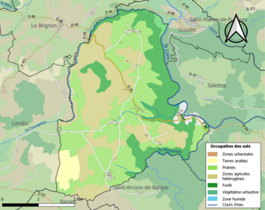 Carte en couleurs des infrastructures et de l'occupation des sols de la commune.