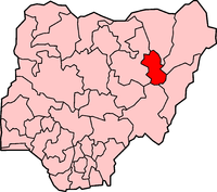 Location of Gombe State in Nigeria