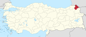 Location of Ardahan Province in Turkey