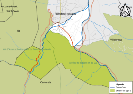 Carte des ZNIEFF de type 2 sur la commune.