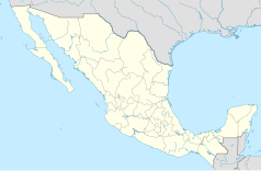 Mapa konturowa Meksyku, u góry po lewej znajduje się punkt z opisem „Hermosillo”