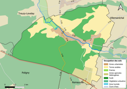 Carte des infrastructures et de l'occupation des sols en 2018 (CLC) de la commune.