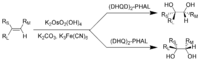 Dihydroxyl hóa Sharpless (Sharpless dihydroxylation): RL = nhóm thế lớn nhất; RM = nhóm thế cỡ trung bình; RS = nhóm thế nhỏ nhất.