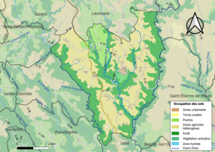 Carte en couleurs présentant l'occupation des sols.