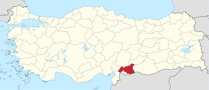 Location of Gaziantep Province in Turkey