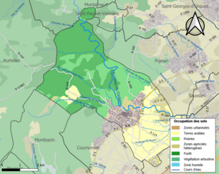 Carte en couleurs présentant l'occupation des sols.