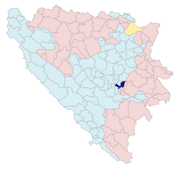 Sarajevo na zemljevidu Bosne in Hercegovine