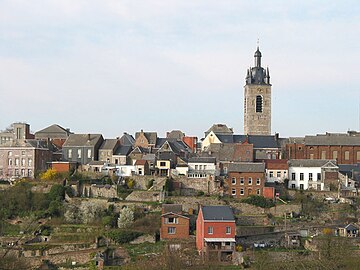 De oude stad van Thuin met de 'hangende tuinen' en het Belfort.