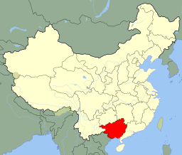 Plasseringa av Guangxi i Kina.