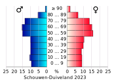 Bevolkingspiramide van de gemeente Schouwen-Duiveland
