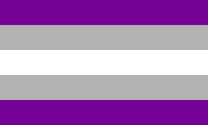 The graysexual pride flag, in which the gradations of gray represent intermediate sexuality