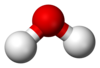 Ball-and-stick model of a water molecule