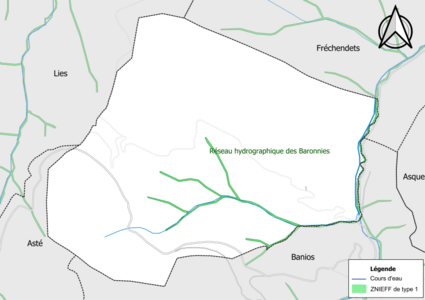 Carte de la ZNIEFF de type 1 sur la commune.