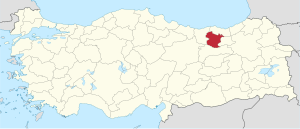 Location of Gümüşhane Province in Turkey