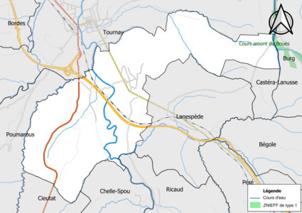 Carte de la ZNIEFF de type 1 sur la commune.