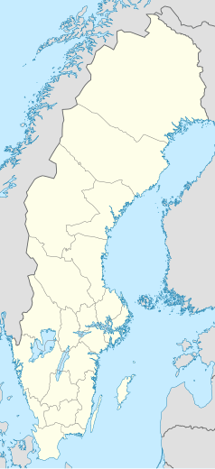 Mapa konturowa Szwecji, na dole znajduje się punkt z opisem „Idrottsparken”