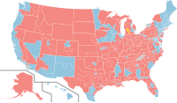 Carte des circonscriptions selon la couleur politique du représentant.