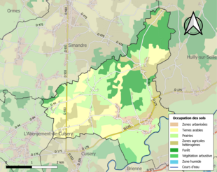 Carte en couleurs présentant l'occupation des sols.