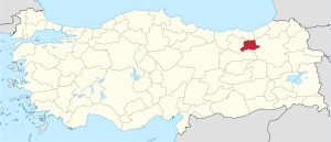 Location of Bayburt Province in Turkey