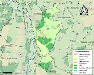 Carte en couleurs présentant l'occupation des sols.