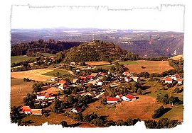 An aerial view of Montmahoux