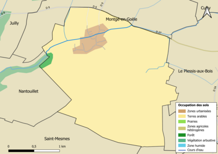 Carte des infrastructures et de l'occupation des sols en 2018 (CLC) de la commune.