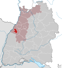 Elhelyezkedése Baden-Württemberg térképén