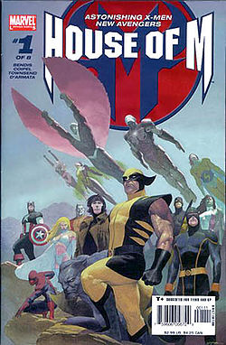 עטיפת החוברת House of M #1 מאוגוסט 2005, אמנות מאת אסד ריביק.